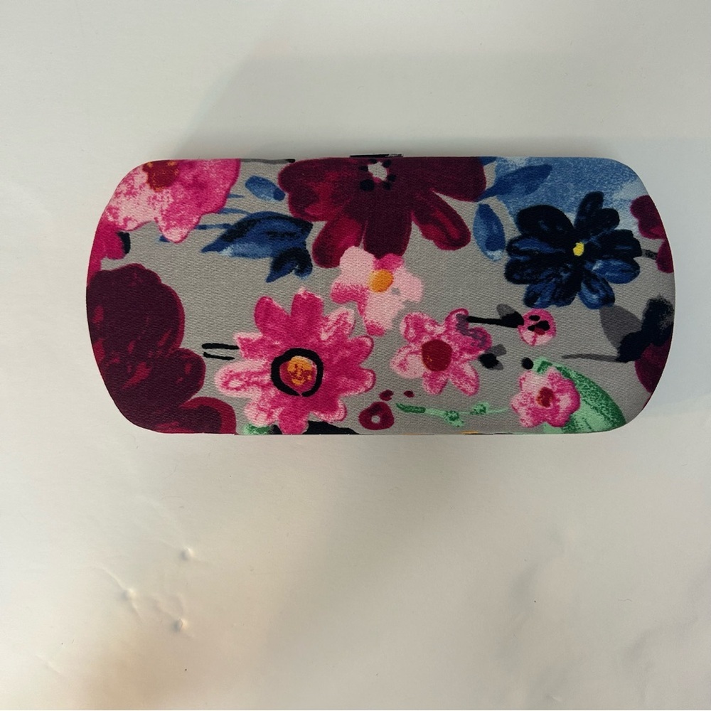 Thirty-One Hard Case Wallet Watercolor Garden Floral Pattern NIP Gray Multicolor